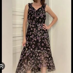 Misa Catherine Dress Floral Black and Purple Women's Dress